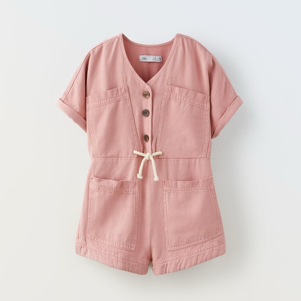 Zara Pink Button-Up Romper
